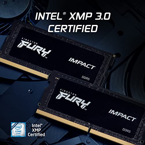 Kingston FURY Impact 32GB  2x16GB  6400MT/s CL38 DDR5 SODIMM   Intel XMP 3 0   Plug N Play   Laptop Memory   Kit of 2   KF564S38IBK2 32