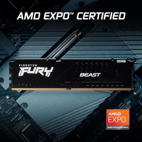Kingston Fury Beast 32GB  2x16GB  6000MT/s DDR5 CL30 Desktop Memory   AMD Expo   Kit of 2   KF560C30BBEK2 32