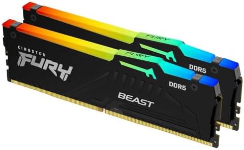 Kingston Fury Beast RGB 32GB  2x16GB  6000MT/s DDR5 CL36 Desktop Memory Kit of 2   Infrared Sync Technology   AMD Expo   KF560C36BBEAK2 32
