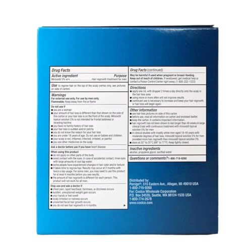 Kirkland Men Hair Loss Regrowth Revitalizes Hair Follicles 5  Minoxidil Topical Solution 3 Months Supply Size 3 X 2 Fl  Oz  60 Ml  Original