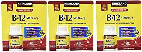 Kirkland Pozpfa Sublingual B 12 5 000 mcg  300 Tablets  3 Pack