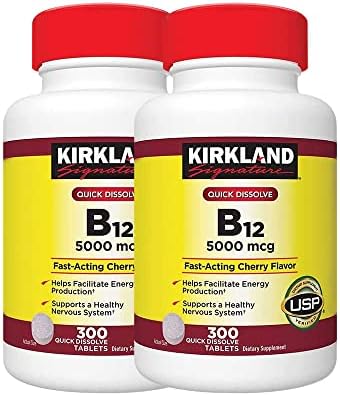 Kirkland Pozpfa Sublingual B 12 5 000 mcg  300 Tablets  3 Pack