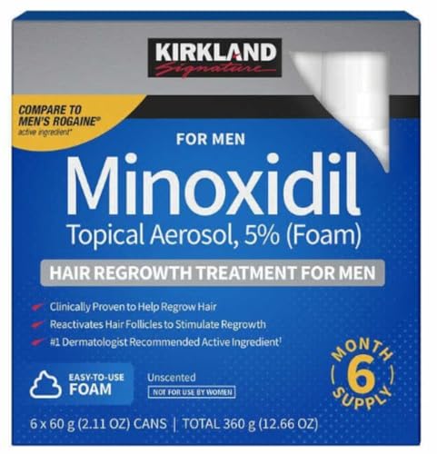 Kirkland Signature 778152 Kirkland Hair Regrowth Treatment 5  Minoxidil Foam for Men   6 Months Supply