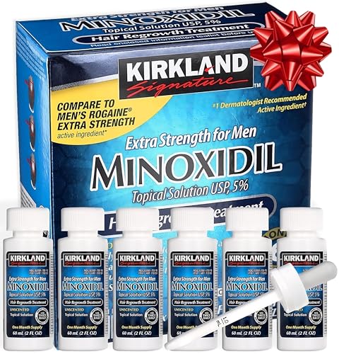 Kirkland Tratamiento exclusivo para el crecimiento del cabello extra fuerte para hombres, solución tópica de minoxidil al 5%, 2 onzas líquidas, paquete de 6
