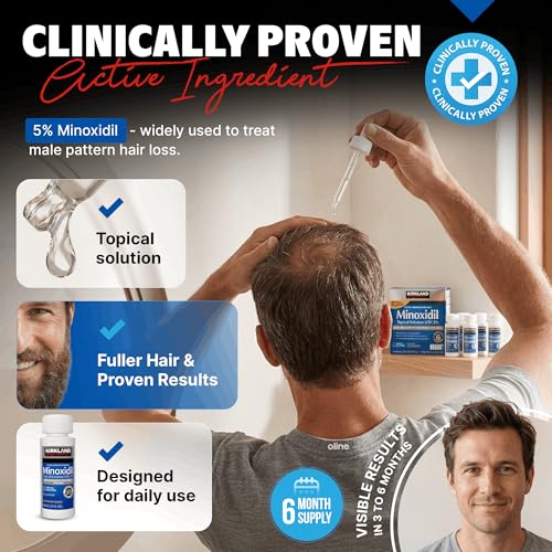 Kirkland Tratamiento exclusivo para el crecimiento del cabello extra fuerte para hombres, solución tópica de minoxidil al 5%, 2 onzas líquidas, paquete de 6