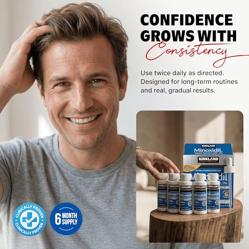Kirkland Tratamiento exclusivo para el crecimiento del cabello extra fuerte para hombres, solución tópica de minoxidil al 5%, 2 onzas líquidas, paquete de 6