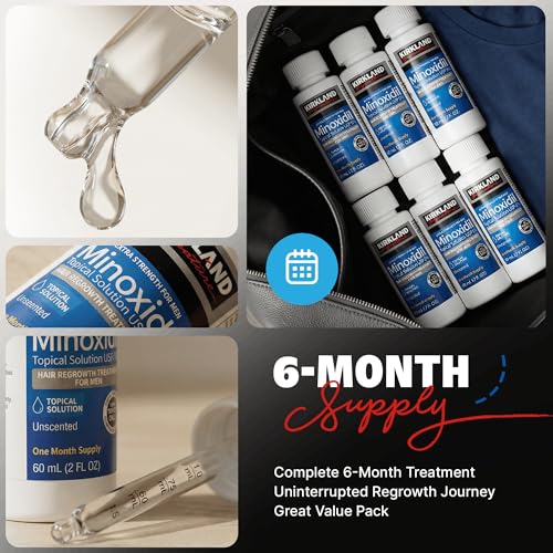 Kirkland Signature Minoxidil Topical Solution USP 5   Extra Strength Hair Regrowth Treatment for Men  6 Months Supply