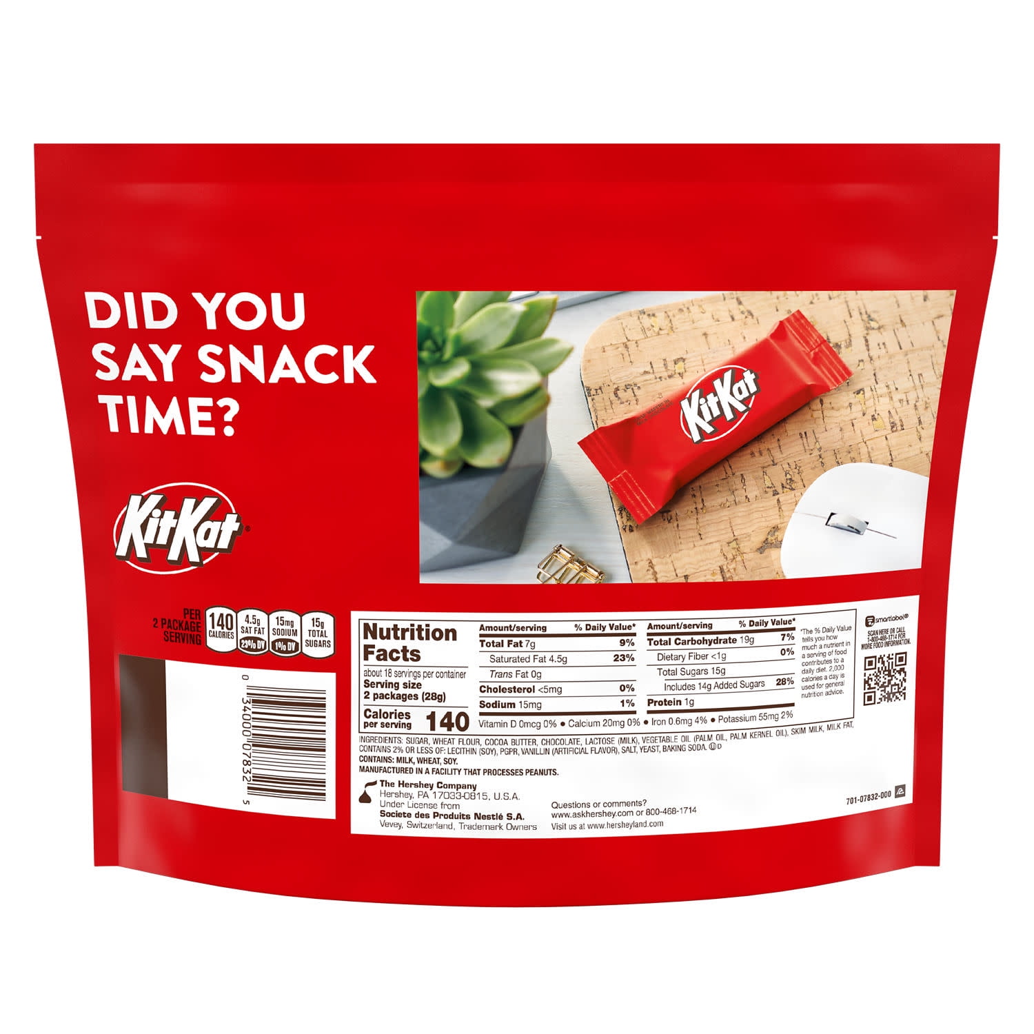 Kit Kat Milk Chocolate Wafer Snack Size Candy  Jumbo Pack 17 64 oz