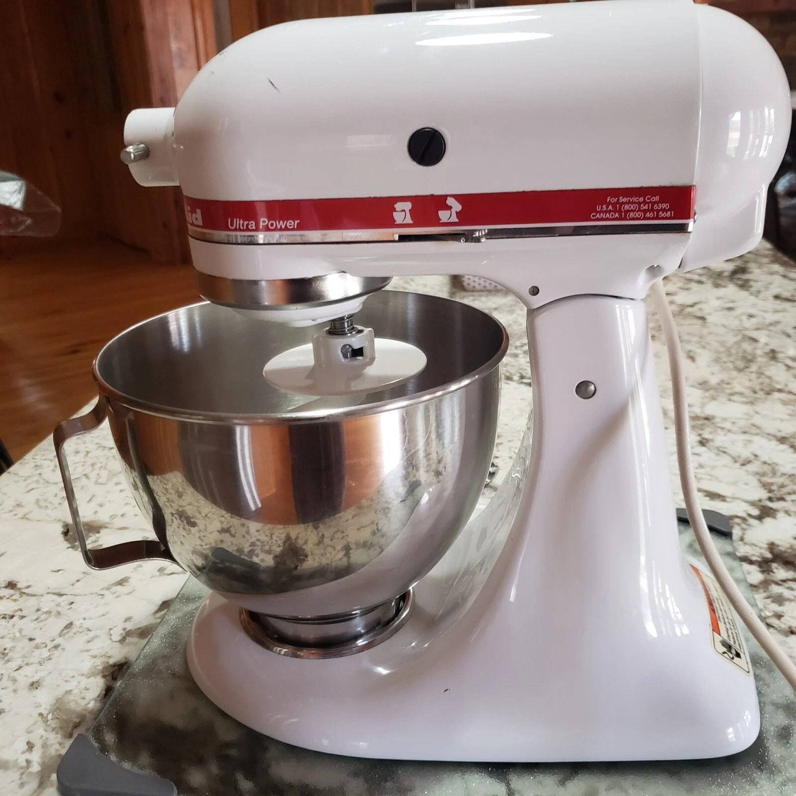 KitchenAid KSM90 300W Ultra Power Stand Mixer White K 45 Bowl 3 Attachments 