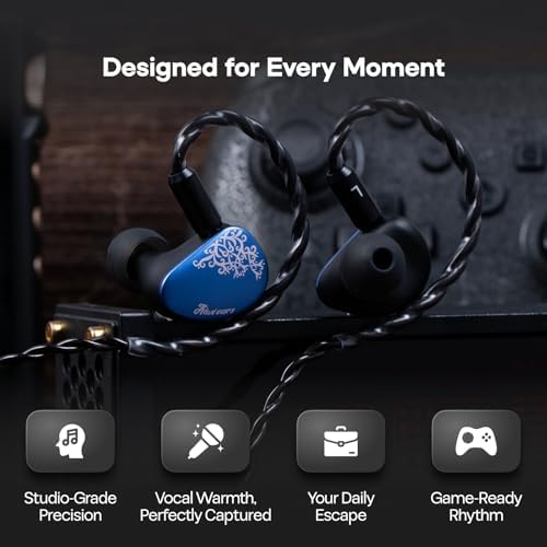 Kiwi Ears Cadenza II in Ear Monitor  10mm Titanium Dynamic Driver IEM Earphone with KARS 2 0 for Precise Tonal Balance   CNC Aluminum Panel with Detachable 2 Pin Cable for Musicians  Blue 