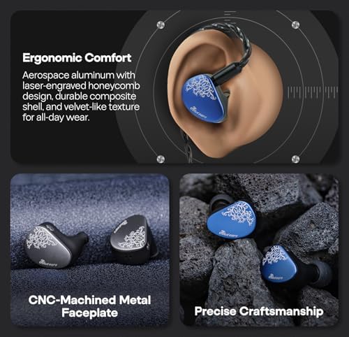 Kiwi Ears Cadenza II in Ear Monitor  10mm Titanium Dynamic Driver IEM Earphone with KARS 2 0 for Precise Tonal Balance   CNC Aluminum Panel with Detachable 2 Pin Cable for Musicians  Blue 