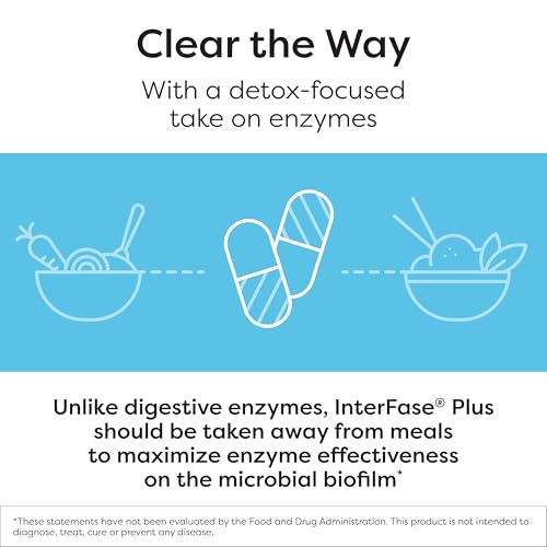Klaire Labs SFI Health Ther Biotic Interfase Plus Anti Biofilm Enzymes with EDTA to Support Gut Flora Toxin Cleanse & Full Body Detox Promote Biofilm Matrix Disruption 120 Capsules