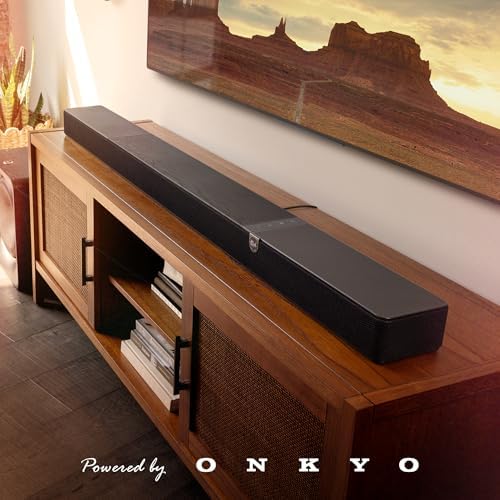 Klipsch Flexus CORE 300 5 1 2 Channel Powered by Onkyo Bluetooth Sound Bar with Dirac Live Room Correction  Dolby Atmos and Custom Tuned Bass   Black Without Wall Mount
