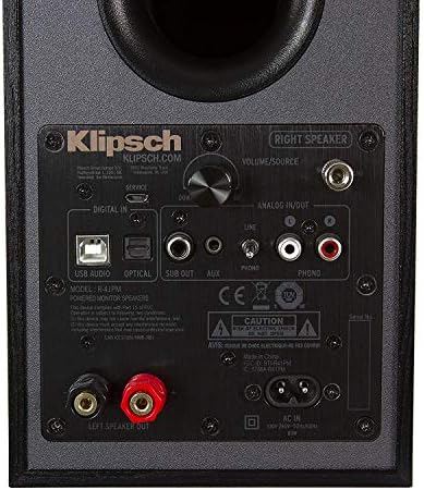 Klipsch Reference R-40PM - Bocinas de estantería con alimentación - Bocina Tractrix de 90 grados x 90 grados - Suspensión de viaje lineal - Aspecto elegante y moderno