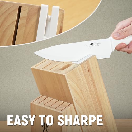 Knife Set  HUNTER DUAL 15 Pcs Kitchen Knife Set with Block Self Sharpening  Dishwasher Safe  Anti slip Handle  Beige 