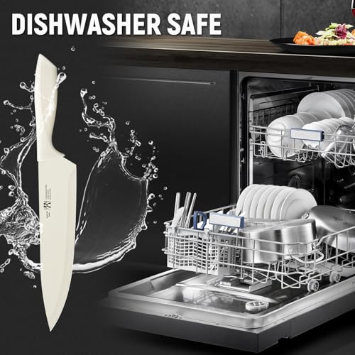Knife Set  HUNTER DUAL 15 Pcs Kitchen Knife Set with Block Self Sharpening  Dishwasher Safe  Anti slip Handle  Beige 