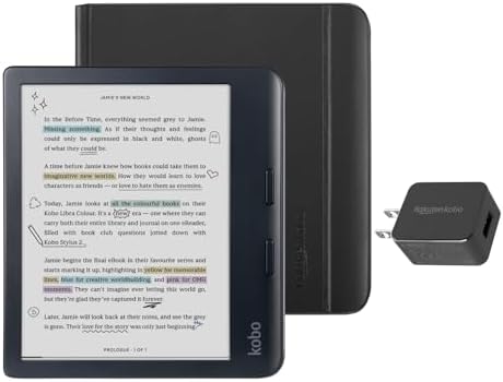 Kobo Libra Colour Black eReader with Case Bundle