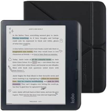 Kobo Libra Colour Black eReader with Case Bundle