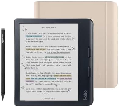 Kobo Libra Colour Black eReader with Case Bundle