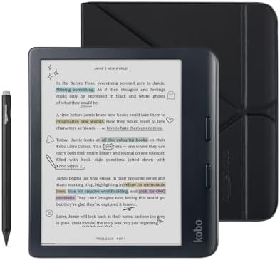 Kobo Libra Colour Black eReader with Case Bundle