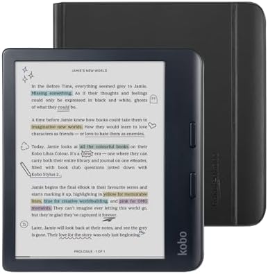 Kobo Libra Colour Black eReader with Case Bundle