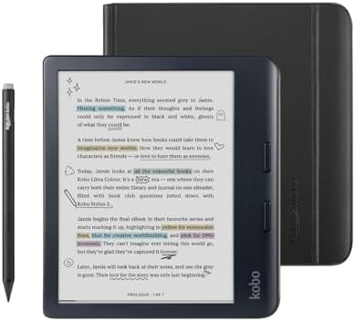 Kobo Libra Colour Black eReader with Case Bundle