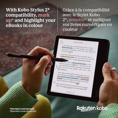 Kobo Libra Colour   eReader   7  Glare Free Colour E Ink Kaleido  3 Display   Dark Mode Option   Audiobooks   Waterproof   White
