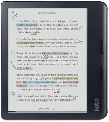 Kobo Libra Colour   eReader   7  Glare Free Colour E Ink Kaleido  3 Display   Dark Mode Option   Audiobooks   Waterproof   Black