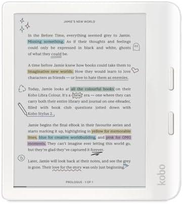 Kobo Libra Colour   eReader   7  Glare Free Colour E Ink Kaleido  3 Display   Dark Mode Option   Audiobooks   Waterproof   Black