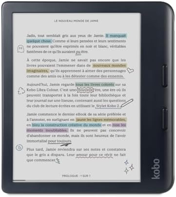 Kobo Libra Colour   eReader   7  Glare Free Colour E Ink Kaleido  3 Display   Dark Mode Option   Audiobooks   Waterproof   Black