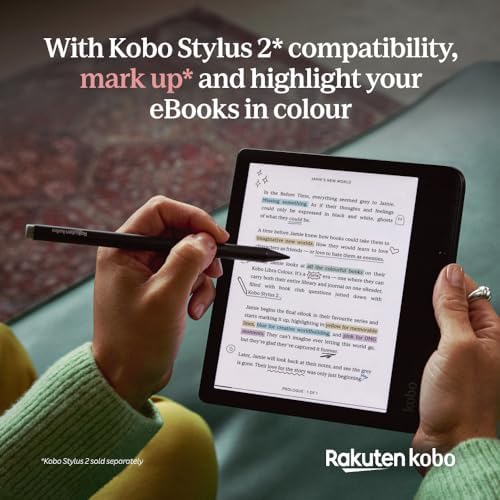 Kobo Libra Colour   eReader   7  Glare Free Colour E Ink Kaleido  3 Display   Dark Mode Option   Audiobooks   Waterproof   Black
