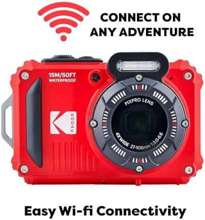 Kodak PIXPRO WPZ2 Rugged Waterproof Shockproof Digital Camera 16MP 4X Optical Zoom 1080P Full HD Video  2 7 LCD  Red  Bundle with Camera Case  SanDisk 32GB microSDHC Card  4 Items 