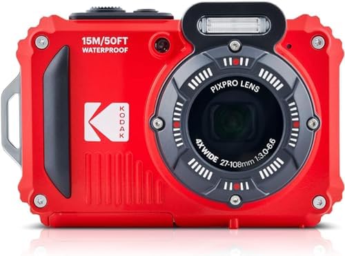 Kodak PIXPRO WPZ2 Rugged Waterproof Shockproof Digital Camera 16MP 4X Optical Zoom 1080P Full HD Video  2 7 LCD  Red  Bundle with Camera Case  SanDisk 32GB microSDHC Card  4 Items 