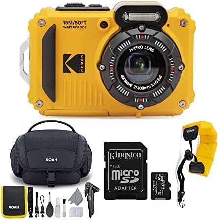 Kodak PIXPRO WPZ2 Rugged Waterproof 16MP Digital Camera with 4X Optical Zoom with Koah Nostrand Gadget Bag with Accessory Kit  32GB UHS I microSDHC  and Floating Strap Bundle  4 Items 