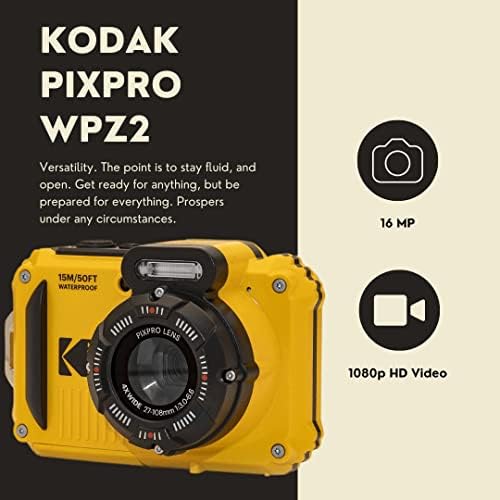 Kodak PIXPRO WPZ2 Rugged Waterproof 16MP Digital Camera with 4X Optical Zoom with Koah Nostrand Gadget Bag with Accessory Kit  32GB UHS I microSDHC  and Floating Strap Bundle  4 Items 