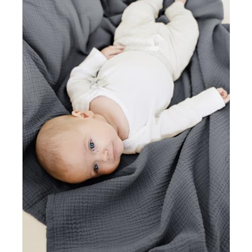 Konssy Paquete de 3 mantas de muselina para envolver unisex, manta de recepción de recién nacido, grande de 47 x 47 pulgadas, manta de muselina suave y transpirable para niños y niñas