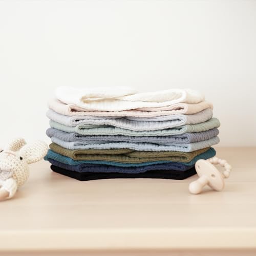 Konssy Muslin Baby Bibs 10 Pack Baby Bandana Drool Bibs 100 Cotton for Unisex Boys and Girls Soft Absorbent Set for Teething and Drooling