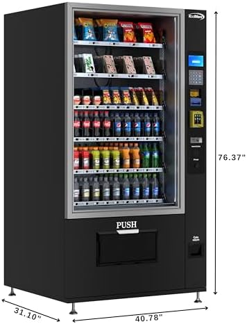 KoolMore Refrigerated Snack Vending Machine with 60 Slots  Bill Acceptor and Credit Card Reader in Black  KM VMR 40 BR 