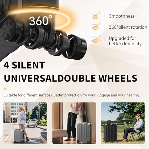 Krute Zipperless Luggage 24 Inch Aluminum Frame Suitcase with Spinner Wheels PC ABS Hardide Checked Luggage TSA Approved