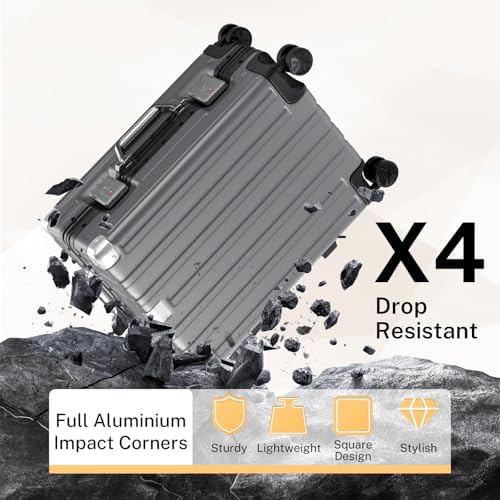 Krute Zipperless Luggage 24 Inch Aluminum Frame Suitcase with Spinner Wheels PC ABS Hardide Checked Luggage TSA Approved