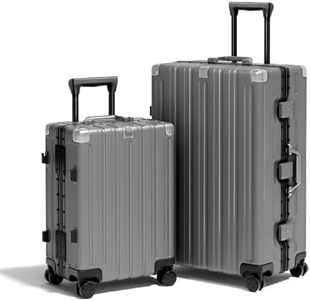 Krute Zipperless Luggage 24 Inch Aluminum Frame Suitcase with Spinner Wheels PC ABS Hardide Checked Luggage TSA Approved