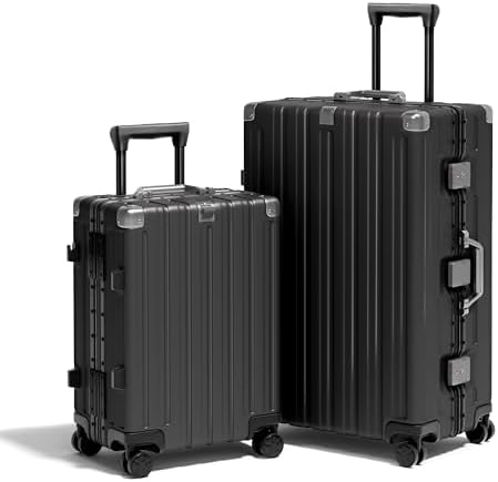 Krute Zipperless Luggage 24 Inch Aluminum Frame Suitcase with Spinner Wheels PC ABS Hardide Checked Luggage TSA Approved