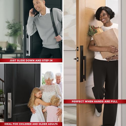 Kwikset Caerus Front Door Lock Handle and Deadbolt Set  Entry Handleset Exterior with Interior Lever  Matte Black  SmartKey Re Key Security  with KwikSlide  Door Handle Backplate Full Escutcheon