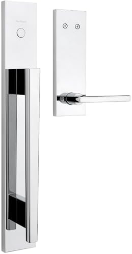 Kwikset Caerus Front Door Lock Handle and Deadbolt Set  Entry Handleset Exterior with Interior Lever  Matte Black  SmartKey Re Key Security  with KwikSlide  Door Handle Backplate Full Escutcheon