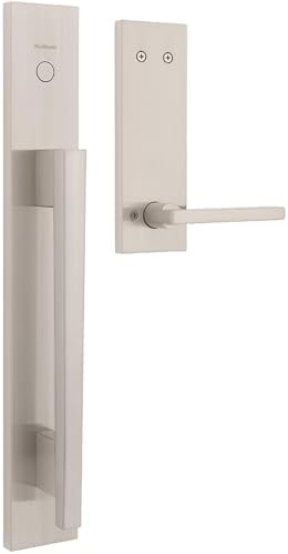 Kwikset Caerus Front Door Lock Handle and Deadbolt Set  Entry Handleset Exterior with Interior Lever  Matte Black  SmartKey Re Key Security  with KwikSlide  Door Handle Backplate Full Escutcheon