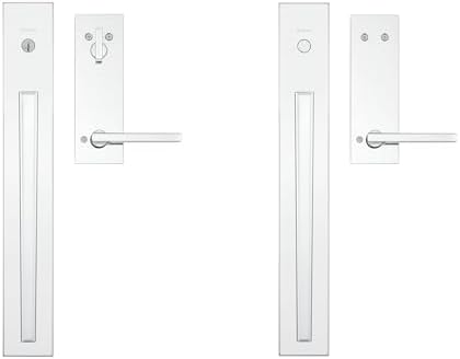 Kwikset Caerus Front Door Lock Handle and Deadbolt Set  Entry Handleset Exterior with Interior Lever  Matte Black  SmartKey Re Key Security  with KwikSlide  Door Handle Backplate Full Escutcheon