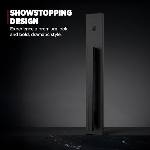 Kwikset Caerus Front Door Lock Handle and Deadbolt Set  Entry Handleset Exterior with Interior Lever  Matte Black  SmartKey Re Key Security  with KwikSlide  Door Handle Backplate Full Escutcheon