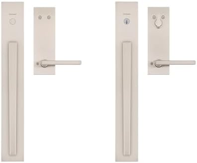 Kwikset Caerus Front Door Lock Handle and Deadbolt Set  Entry Handleset Exterior with Interior Lever  Matte Black  SmartKey Re Key Security  with KwikSlide  Door Handle Backplate Full Escutcheon