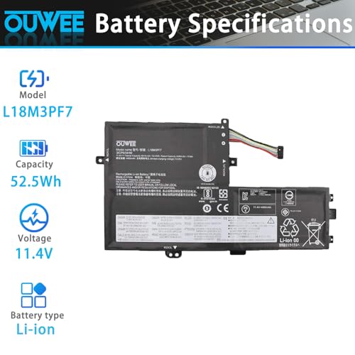 L18M3PF7 Laptop Battery Compatible with Lenovo ideapad S340 14IML/14API/14IIL/14IWL C340 15IWL/15IIL S340 15IWL/15API/15IIL Flex15IWL Series L18C3PF7 L18L3PF3 L18M3PF6 L18C3PF6 L18L3PF2 52 5Wh