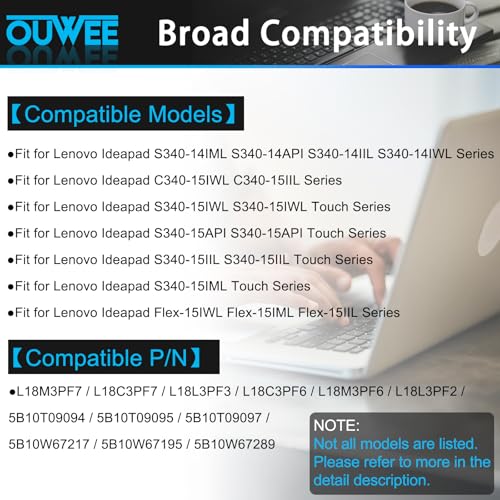 L18M3PF7 Laptop Battery Compatible with Lenovo ideapad S340 14IML/14API/14IIL/14IWL C340 15IWL/15IIL S340 15IWL/15API/15IIL Flex15IWL Series L18C3PF7 L18L3PF3 L18M3PF6 L18C3PF6 L18L3PF2 52 5Wh